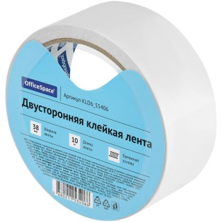 Клейкая лента двусторонняя OfficeSpace, 38мм*10м, бумажная основа, KLDb_55406, Китай, KLDb_55406, Китай