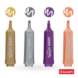 Набор текстовыделителей Luxor "Textliter Metallic" 04 цвета, 1-5мм, чехол с европодвесом., 4010M/4WT, Индия, 4010M/4WT, Индия