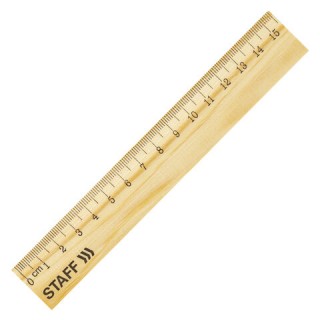 Линейка деревянная 15 см, STAFF, канадская сосна, 210797, Китай