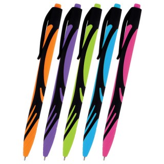 Ручка шариковая автоматическая BRAUBERG ULTRA COLOR NEON, soft-touch, СИНЯЯ, пишущий узел 0,7 мм, линия письма 0,35 мм, 144203, Китай