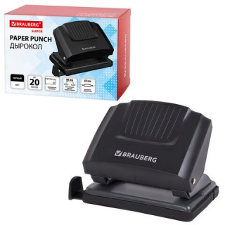 Дырокол BRAUBERG "SUPER", до 20 листов, черный, 272742, Китай