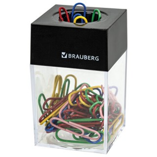 Скрепочница магнитная с 50 цветными скрепками 28 мм, РОССИЯ, BRAUBERG, 271178 Россия