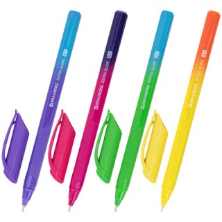 Ручка шариковая масляная BRAUBERG "Extra Glide DZ", СИНЯЯ, трехгранная, корпус ассорти, игольчатый наконечник 0,7 мм, линия 0,5 мм, 144263 Индия