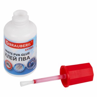 Клей ПВА УСИЛЕННЫЙ 20 г с кисточкой, ВЫГОДНАЯ УПАКОВКА, 3 штуки на блистере, BRAUBERG Extra, 272999 Китай