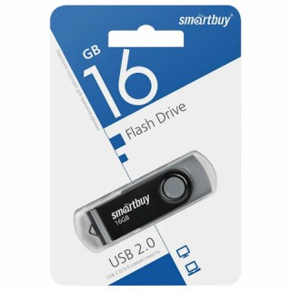 Флеш-диск 16 GB SMARTBUY Twist USB 2.0, черный, SB016GB2TWK, Китай