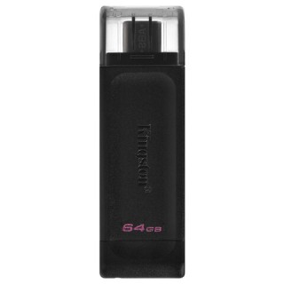 Флеш-диск 64 GB KINGSTON DataTraveler 70, разъем Type-C 3.2, черный, DT70/64GB, Тайвань (Китай)