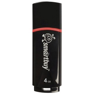 Флеш-диск 4 GB, SMARTBUY Crown, USB 2.0, черный, SB4GBCRW-K, Тайвань (Китай)
