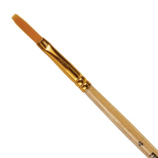 Кисть ПИФАГОР, СИНТЕТИКА, плоская, Љ 4, деревянная лакированная ручка, 200857, Китай