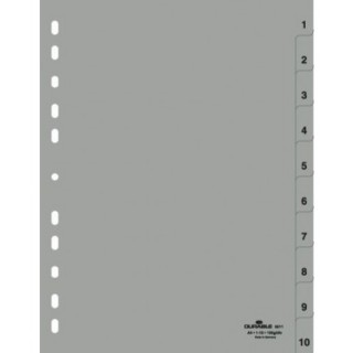 Разделитель на 12 делений А4 "Durable" пласт., с маркир., серый, 651210, Германия