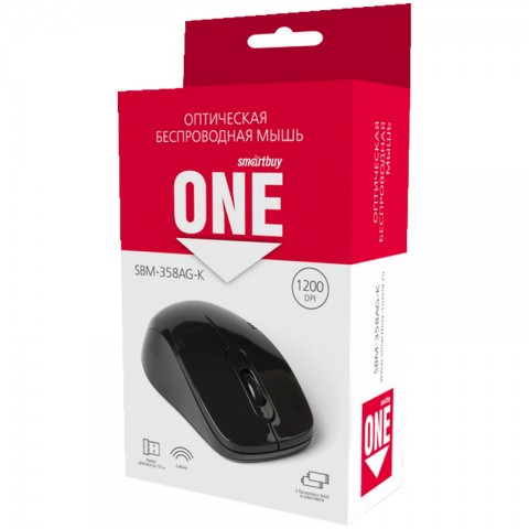 Мышь беспроводная Smartbuy ONE 358AG-K черный, 2btn+Roll SBM-358AG-K, Китай