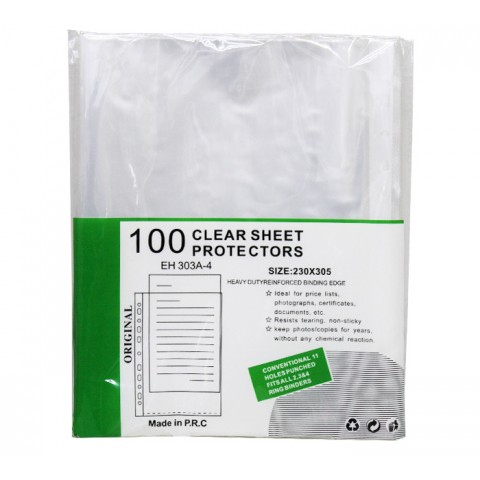 Папка-вкладыш с перфорацией (файл) А4, 40 мкм, 303А-4 (100шт), Китай